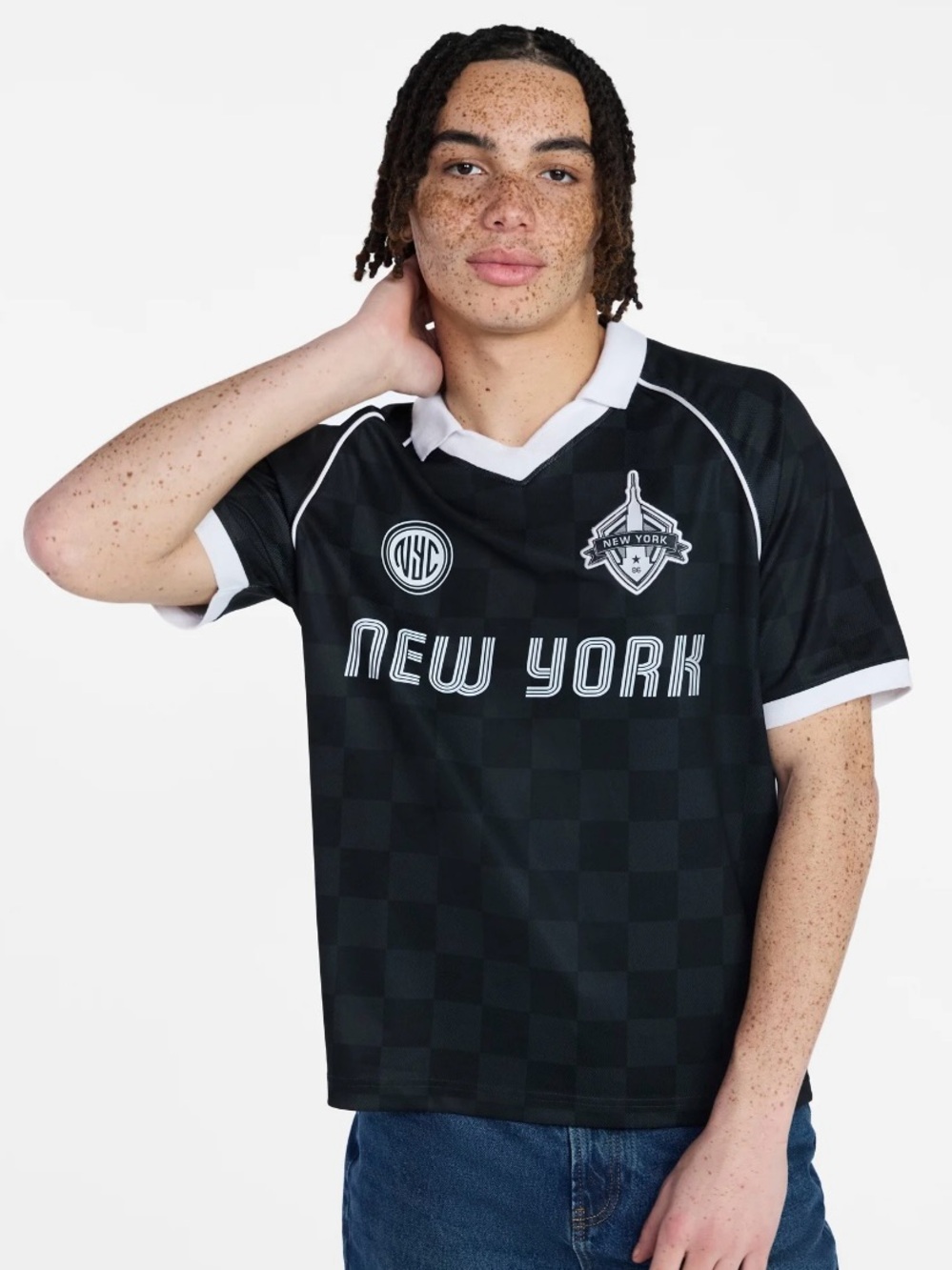 No Boundaries Black & White New York Checker Soccer Jersey
